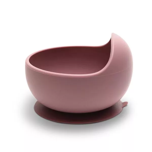 Bol de hranire din silicon natural, cu ventuza, 6 luni+, Pink 1