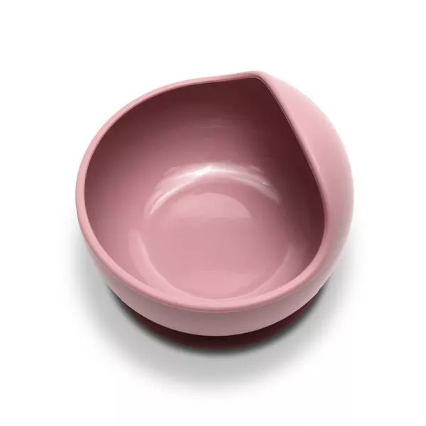 Bol de hranire din silicon natural, cu ventuza, 6 luni+, Pink 2