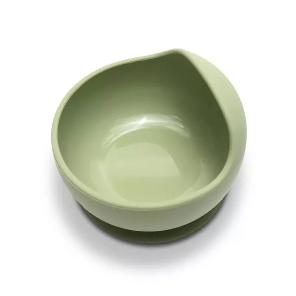 Bol de hranire din silicon natural, cu ventuza, 6 luni+, Fresh Green 2