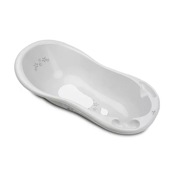 Cadita bebe, 100 x 51 x 31 cm, cu dop de scurgere si baza antialunecare, Little Stars Grey 1