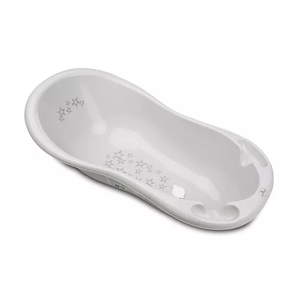 Cadita bebe, 100 x 51 x 31 cm, cu dop de scurgere si baza antialunecare, Little Stars Grey 2