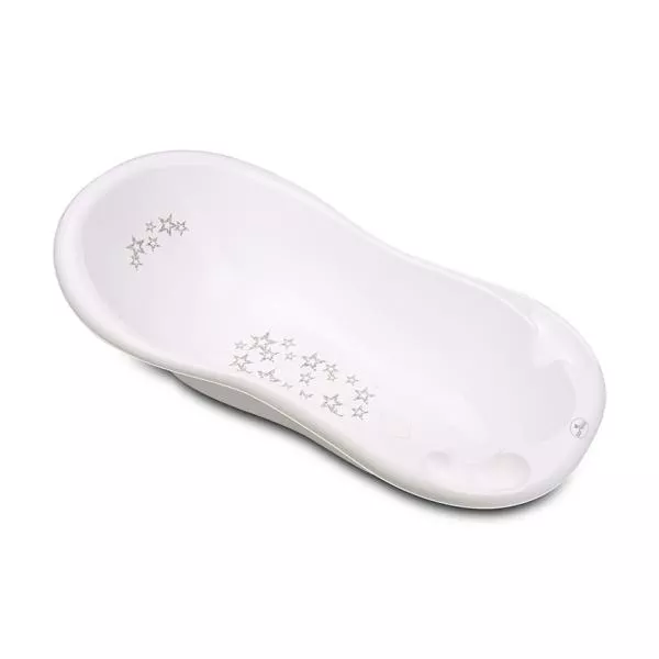 Cadita bebe, 100 x 51 x 31 cm, cu dop de scurgere si baza antialunecare, Little Stars White 2