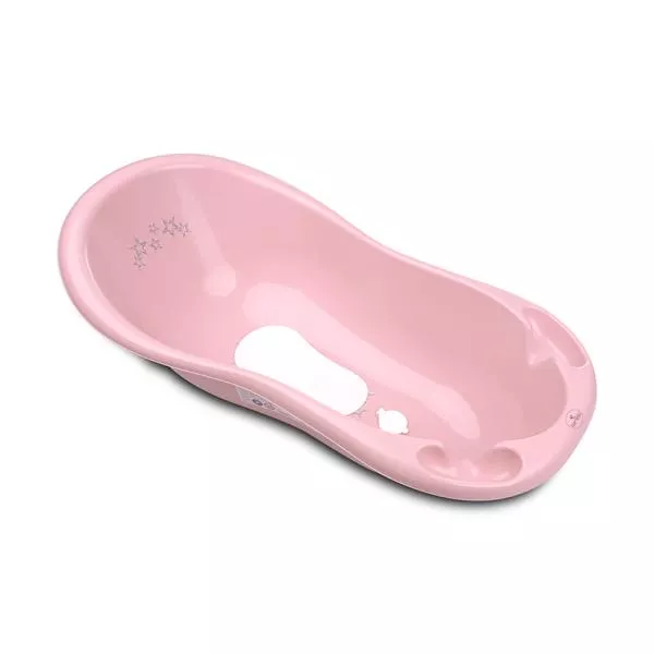 Cadita bebe, 100 x 51 x 31 cm, cu dop de scurgere si baza antialunecare, Little Stars Pink 1
