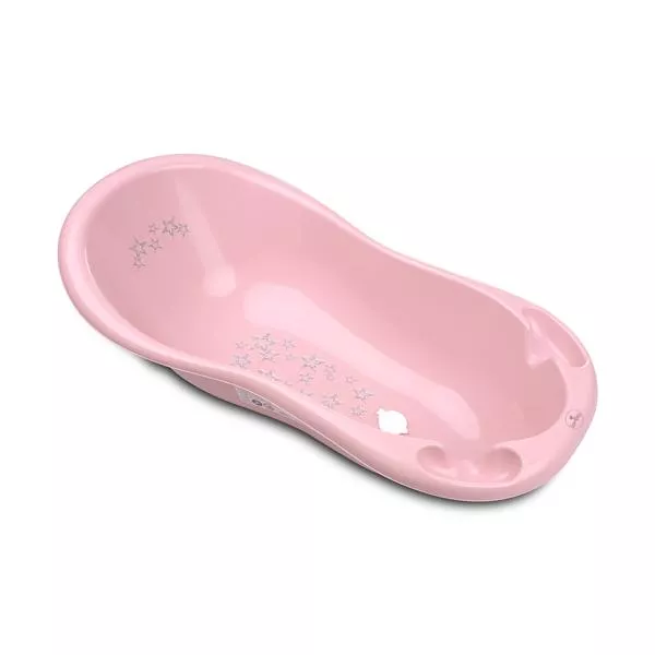 Cadita bebe, 100 x 51 x 31 cm, cu dop de scurgere si baza antialunecare, Little Stars Pink 2