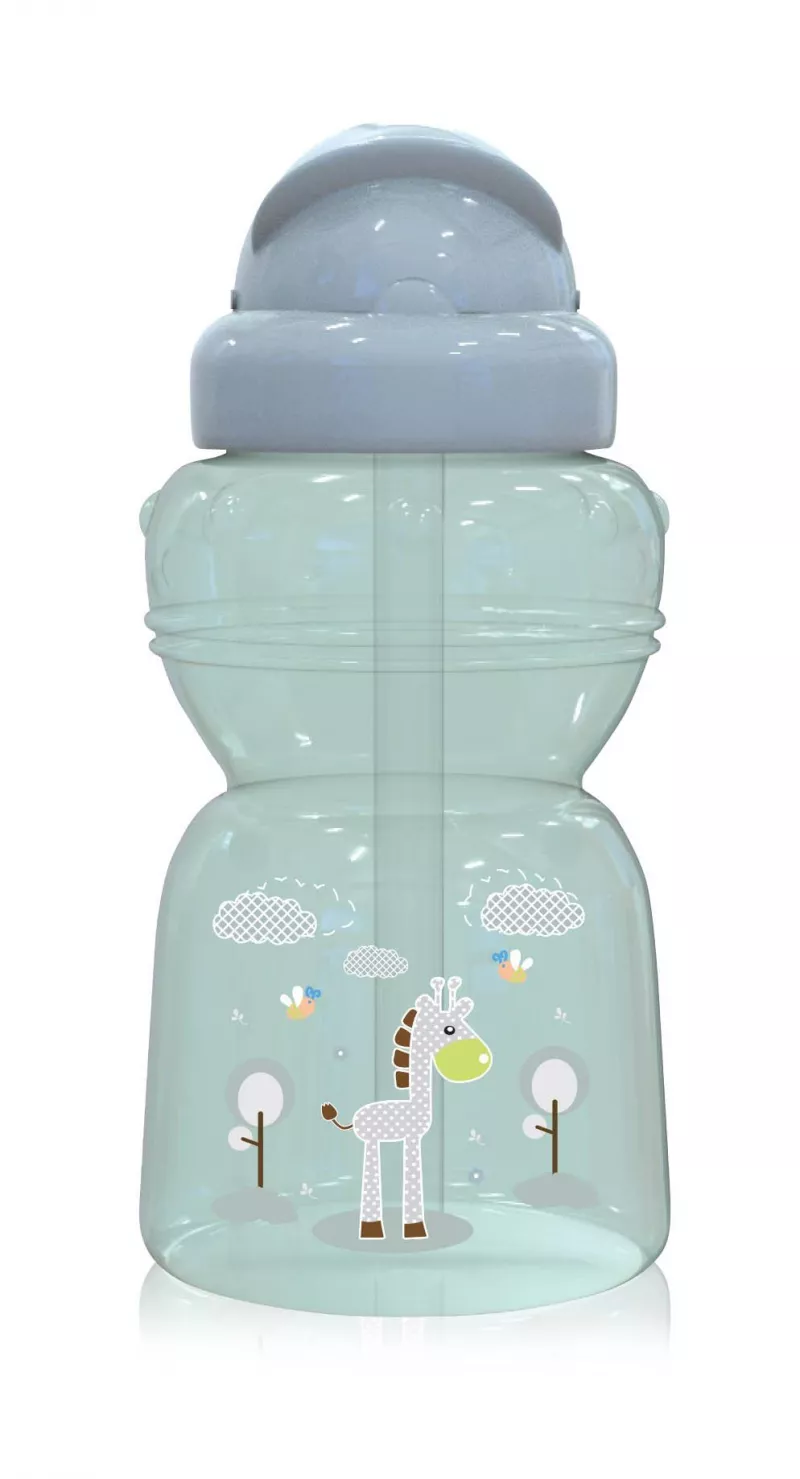 Biberon Mini Sport cu pai 200ml Animalute, Green 1