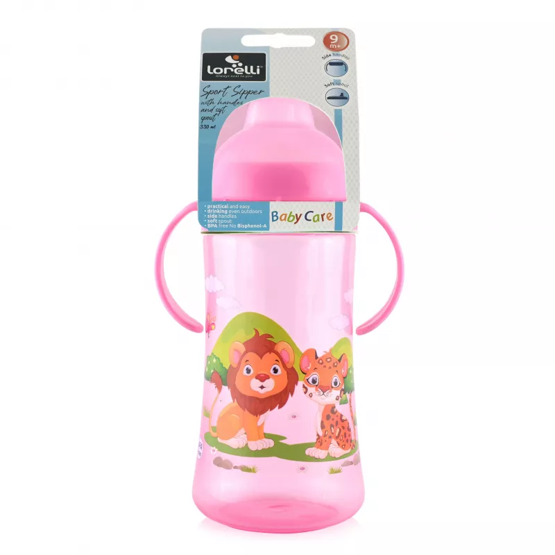 Cana sport cu manere, 9 luni+, 330 ml, Pink 2