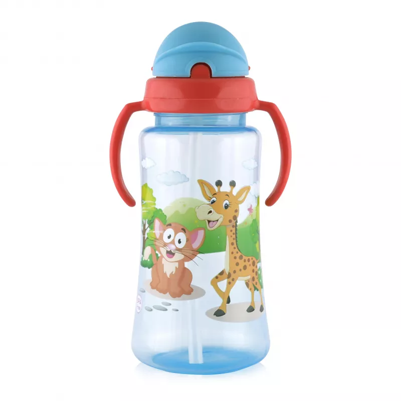 Cana sport cu manere si pai moale, 12 luni+, 330 ml, Blue 1