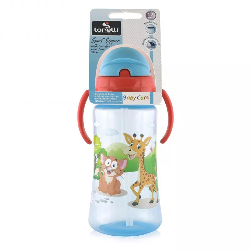 Cana sport cu manere si pai moale, 12 luni+, 330 ml, Blue 2