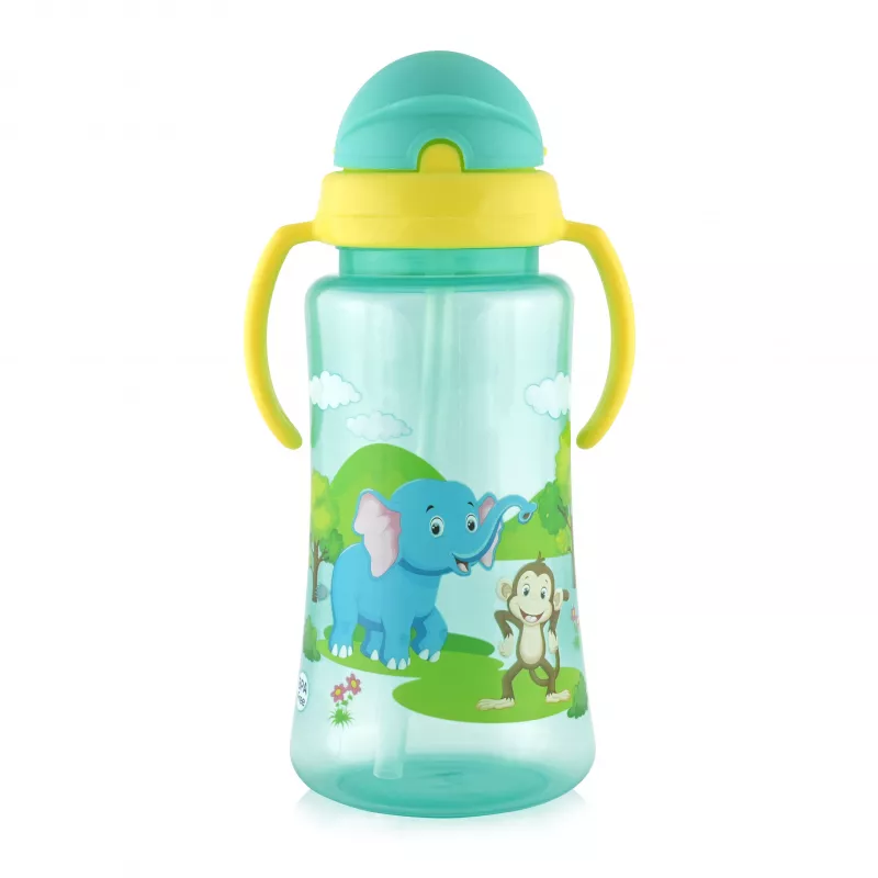 Cana sport cu manere si pai moale, 12 luni+, 330 ml, Green 1