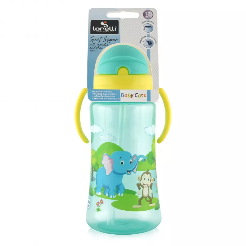 Cana sport cu manere si pai moale, 12 luni+, 330 ml, Green 2