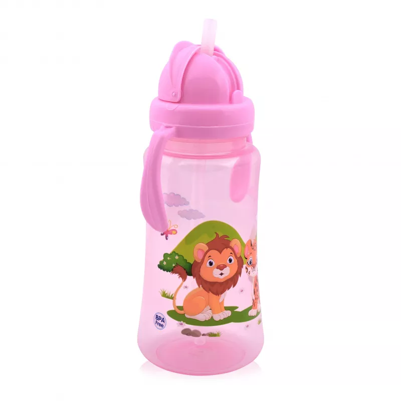 Cana sport cu manere si pai moale, 12 luni+, 330 ml, Pink 3