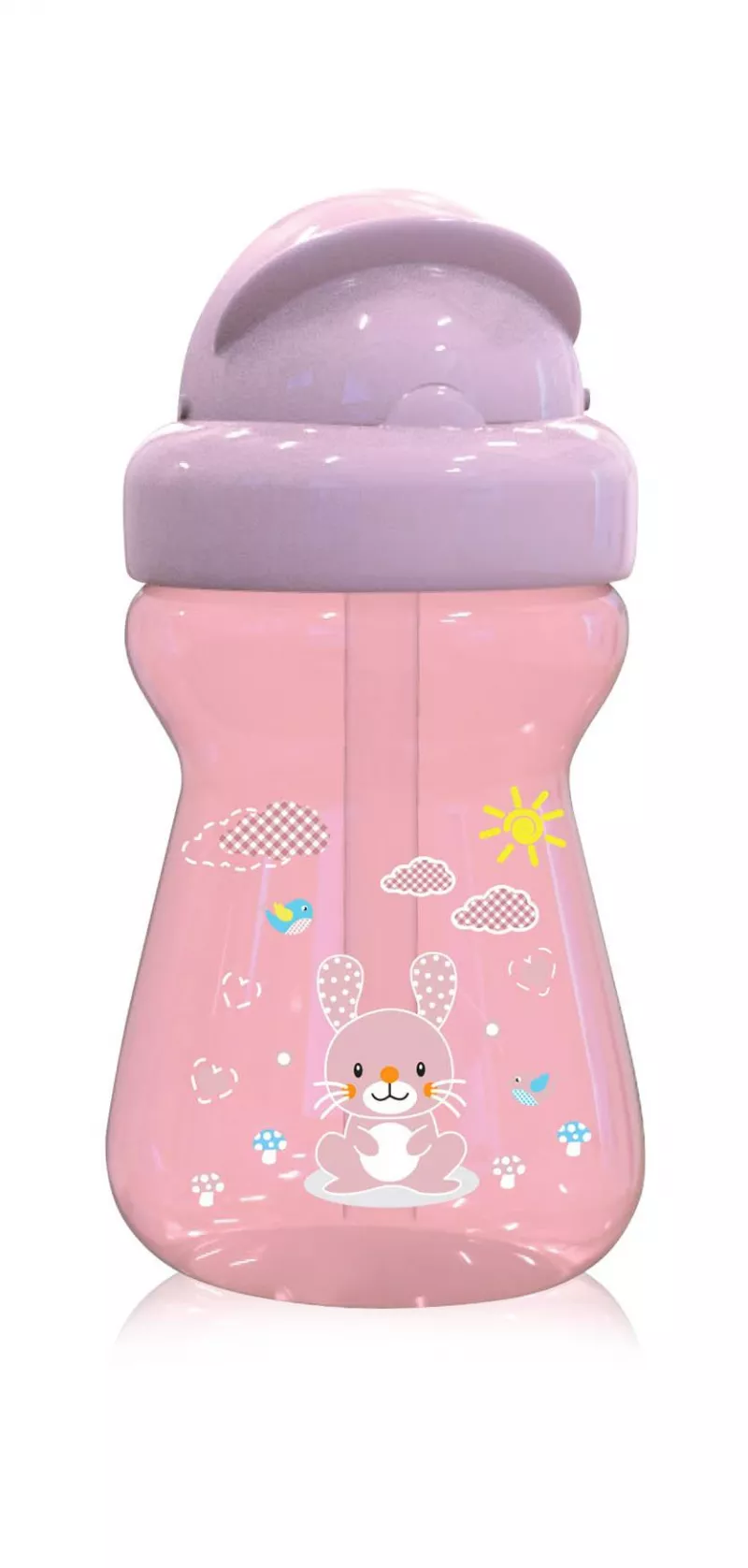 Biberon sport cu pai 325 ml Animalute, Pink 1