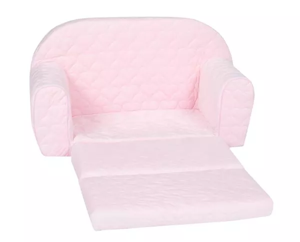 Canapea extensibila pentru copii, Knorr Toys, matlasata, umplutura din spuma moale, husa bumbac 100% detasabila si lavabila, 77 x 34 x 42 cm, 9 Luni+, Cosy Heart Rose 4