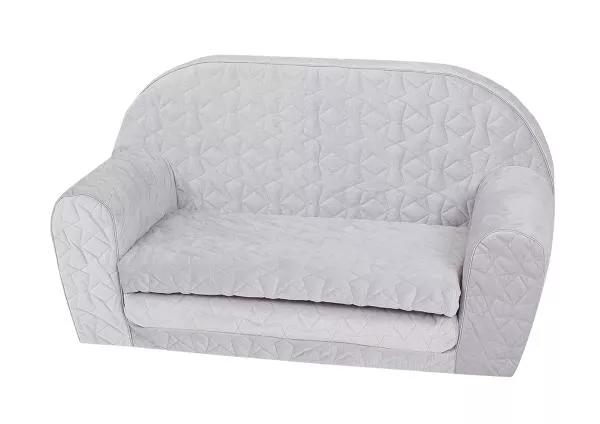 Canapea extensibila pentru copii, Knorr Toys, matlasata, umplutura din spuma moale, husa bumbac 100% detasabila si lavabila, 77 x 34 x 42 cm, 9 Luni+, Cosy Geo Grey 1
