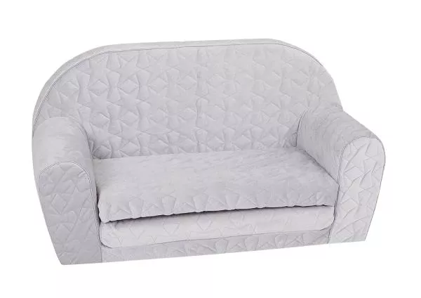 Canapea extensibila pentru copii, Knorr Toys, matlasata, umplutura din spuma moale, husa bumbac 100% detasabila si lavabila, 77 x 34 x 42 cm, 9 Luni+, Cosy Geo Grey 2