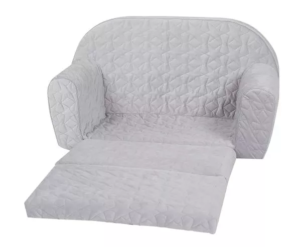 Canapea extensibila pentru copii, Knorr Toys, matlasata, umplutura din spuma moale, husa bumbac 100% detasabila si lavabila, 77 x 34 x 42 cm, 9 Luni+, Cosy Geo Grey 3