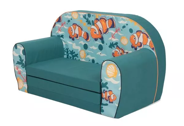Canapea extensibila pentru copii, Knorr Toys, umplutura din spuma moale, husa bumbac 100% detasabila si lavabila, 77 x 34 x 42 cm, 9 Luni+, Clown Fish 3