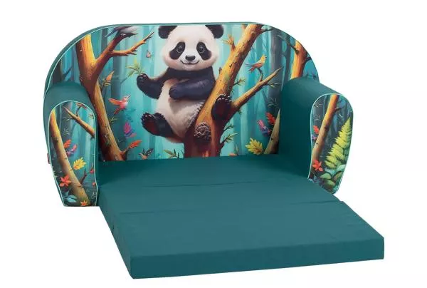Canapea extensibila pentru copii, Knorr Toys, umplutura din spuma moale, husa bumbac 100% detasabila si lavabila, 77 x 34 x 42 cm, 9 Luni+, Lucky Panda 2