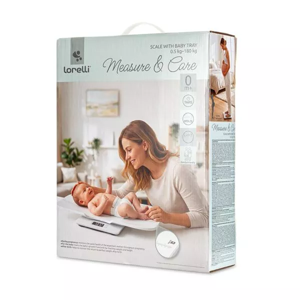 Cantar digital 2 in 1, Measure & Care, pentru bebelusi si adulti, cu scala pentru masurarea inaltimii bebelusului, tavita detasabila, functii automate Tare/Hold, max. 180 kg 4