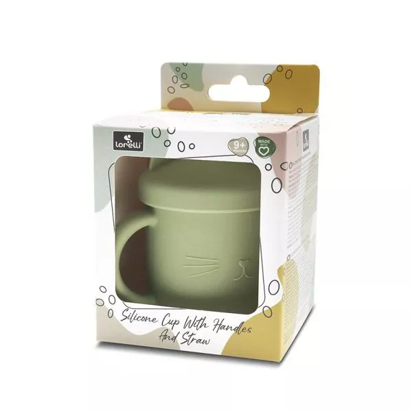 Canuta cu manere si pai, din silicon natural, 9 luni+, Fresh Green 4