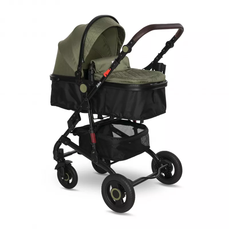 Carucior Alba Premium, landou transformabil, adaptori scoica, de la 0 luni pana la 3 ani, maxim 15 kg, Loden Green 2