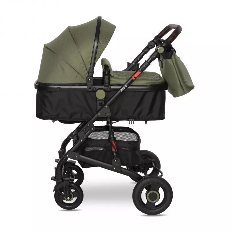 Carucior Alba Premium, landou transformabil, adaptori scoica, de la 0 luni pana la 3 ani, maxim 15 kg, Loden Green 4