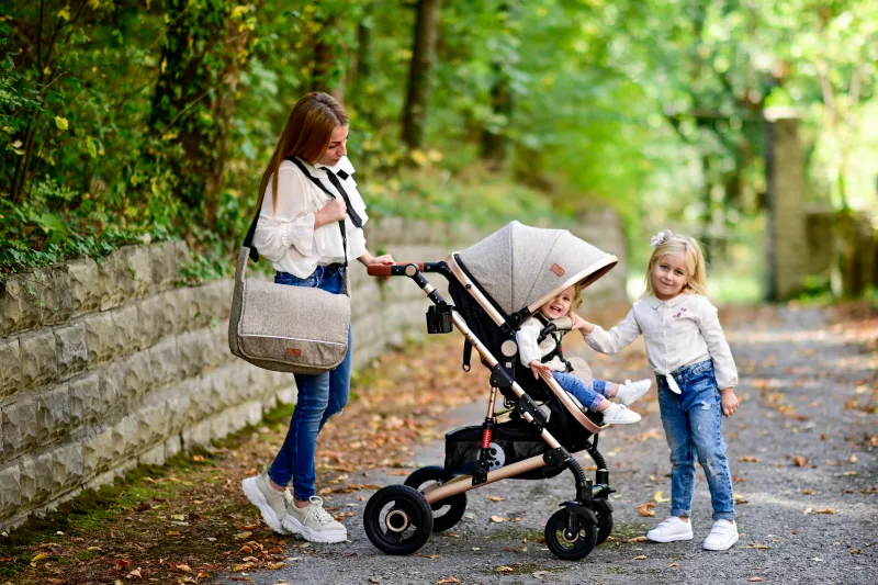 Carucior Alba Premium, landou transformabil, adaptori scoica, de la 0 luni pana la 3 ani, maxim 15 kg, Pink 12