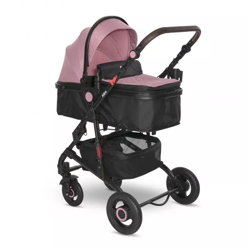 Carucior Alba Premium, landou transformabil, adaptori scoica, de la 0 luni pana la 3 ani, maxim 15 kg, Pink 3