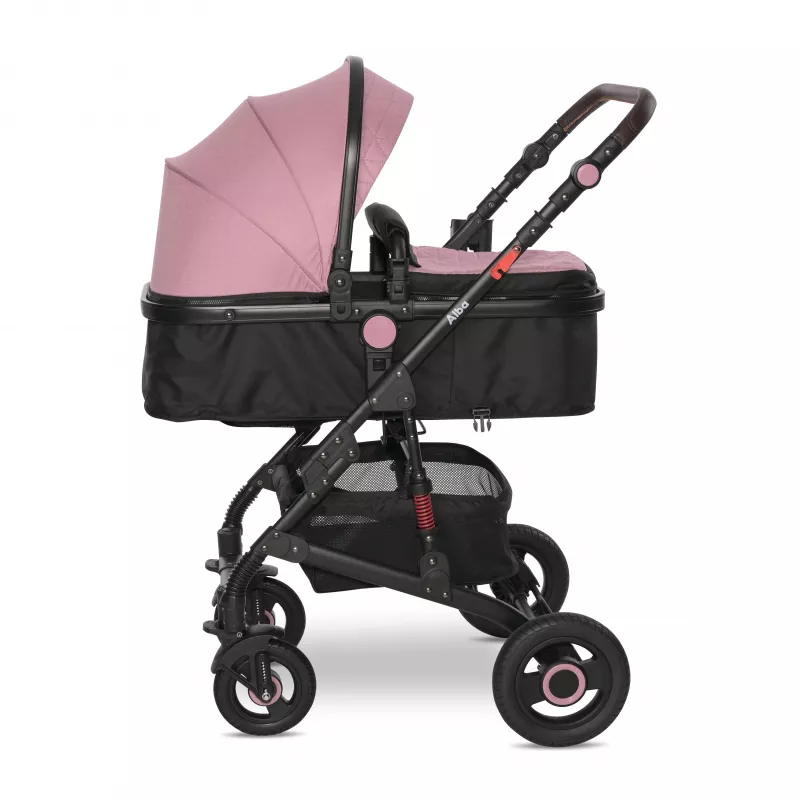 Carucior Alba Premium, landou transformabil, adaptori scoica, de la 0 luni pana la 3 ani, maxim 15 kg, Pink 6