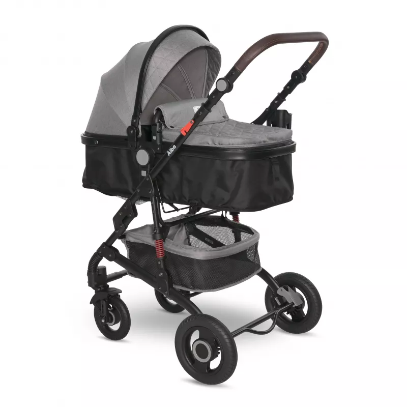 Carucior Alba Premium, landou transformabil, adaptori scoica, de la 0 luni pana la 3 ani, maxim 15 kg, Steel Grey 3