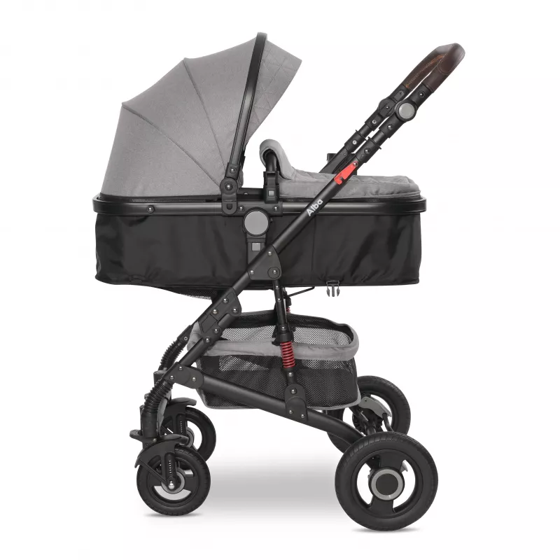 Carucior Alba Premium, landou transformabil, adaptori scoica, de la 0 luni pana la 3 ani, maxim 15 kg, Steel Grey 6
