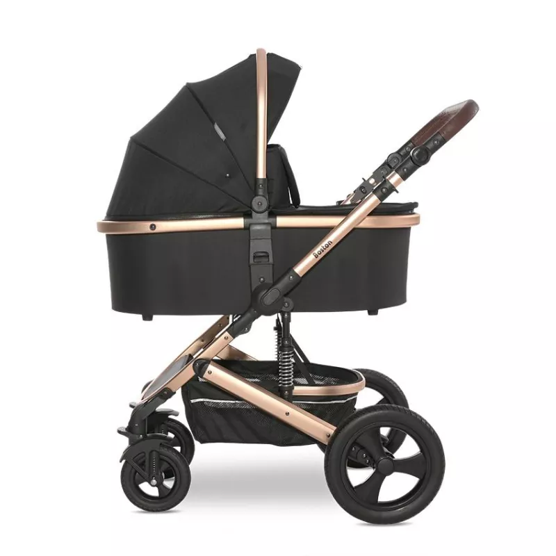 Carucior Boston, cu adaptori cos auto, de la 0 luni pana la 4 ani, maxim 22 kg, landou separat, cadru din aluminiu, cos auto optional, Black 3