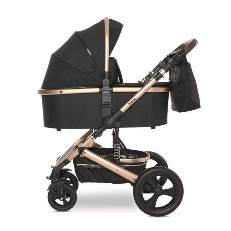 Carucior Boston, cu adaptori cos auto, de la 0 luni pana la 4 ani, maxim 22 kg, landou separat, cadru din aluminiu, cos auto optional, Black 4