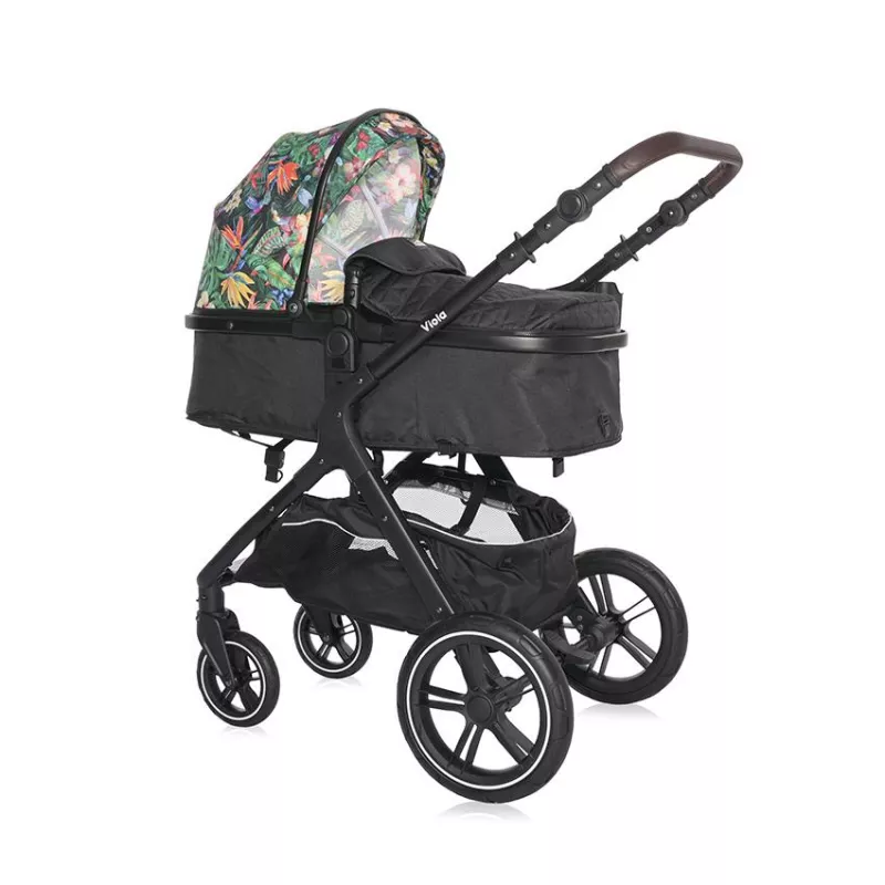 Carucior cu landou transformabil, Viola, de la 0 luni pana la 4 ani, maxim  22 kg, cadru din aluminiu, cos auto optional, Tropical Flowers 2