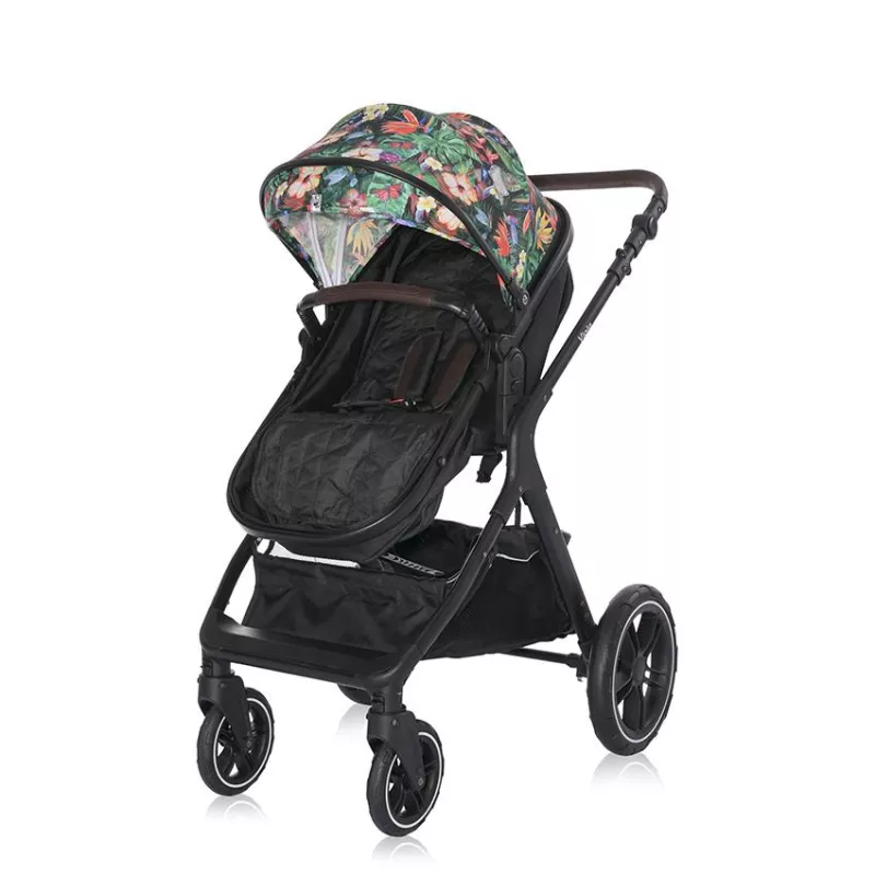 Carucior cu landou transformabil, Viola, de la 0 luni pana la 4 ani, maxim  22 kg, cadru din aluminiu, cos auto optional, Tropical Flowers 5