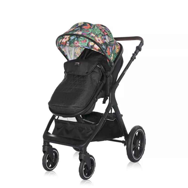 Carucior cu landou transformabil, Viola, de la 0 luni pana la 4 ani, maxim  22 kg, cadru din aluminiu, cos auto optional, Tropical Flowers 6