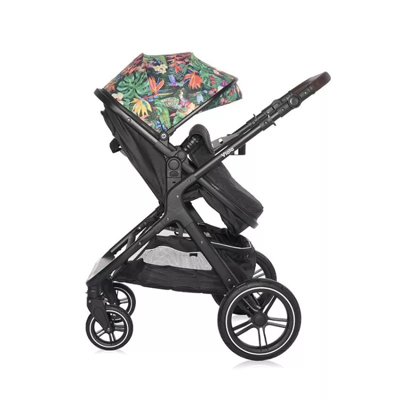 Carucior cu landou transformabil, Viola, de la 0 luni pana la 4 ani, maxim  22 kg, cadru din aluminiu, cos auto optional, Tropical Flowers 8