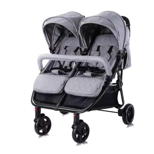 Carucior Duo, pentru gemeni, de la 0 luni pana la 3 ani, maxim 30 kg, husa de vreme rece, Cool Gri 3