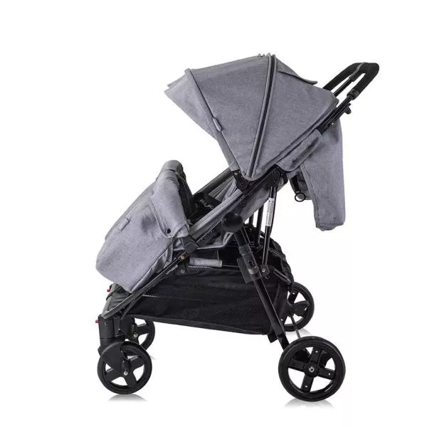 Carucior Duo, pentru gemeni, de la 0 luni pana la 3 ani, maxim 30 kg, husa de vreme rece, Cool Gri 4