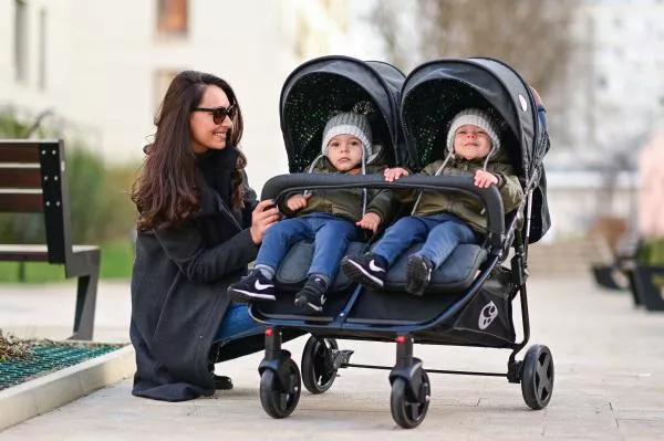 Carucior Duo, pentru gemeni, de la 0 luni pana la 3 ani, maxim 30 kg, husa de vreme rece, Cool Gri 6