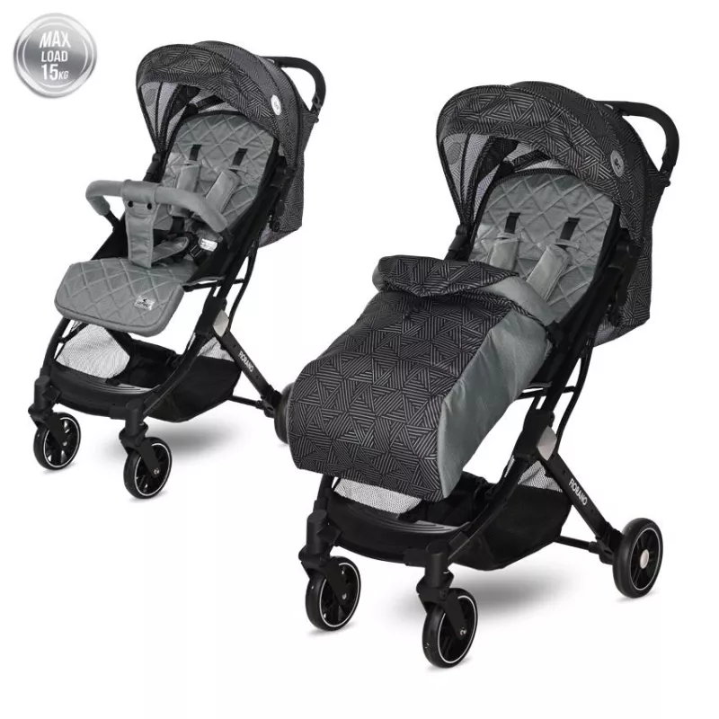 Carucior Fiorano, de la 0 luni pana la 3 ani, maxim 15 kg, pliere tip troller, husa de vreme rece, Trooper Gri 1