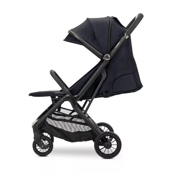 Carucior pentru copii, Calista, pliere automata, cadru din aluminiu, spatar reglabil 3 pozitii, copertina extensibila, 0-48 luni, pana la 22 kg, Black 4