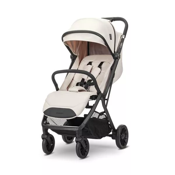 Carucior pentru copii, Calista, pliere automata, cadru din aluminiu, spatar reglabil 3 pozitii, copertina extensibila, 0-48 luni, pana la 22 kg, Beige 2