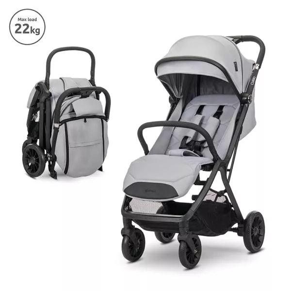 Carucior pentru copii, Calista, pliere automata, cadru din aluminiu, spatar reglabil 3 pozitii, copertina extensibila, 0-48 luni, pana la 22 kg, Grey 1