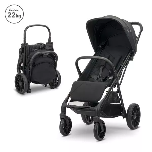 Carucior pentru copii, Nuvella, pliere cu o mana, spatar reglabil multipozitie, copertina extensibila, 0-48 luni, pana la 22 kg, Black 1
