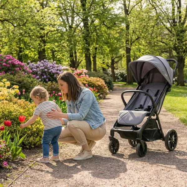 Carucior pentru copii, Nuvella, pliere cu o mana, spatar reglabil multipozitie, copertina extensibila, 0-48 luni, pana la 22 kg, Grey 6