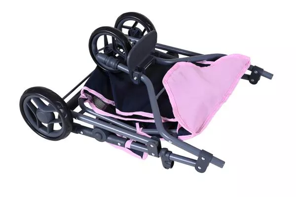 Carucior pentru doua papusi, Knorr Toys, Duo, maner reglabil pe inaltime, 64 x 48 x 55 cm, 3 Ani+, Jeans Grey 6