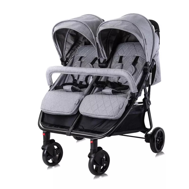 Carucior Duo, pentru gemeni, de la 0 luni pana la 3 ani, maxim 30 kg, husa de vreme rece, Cool Gri 3