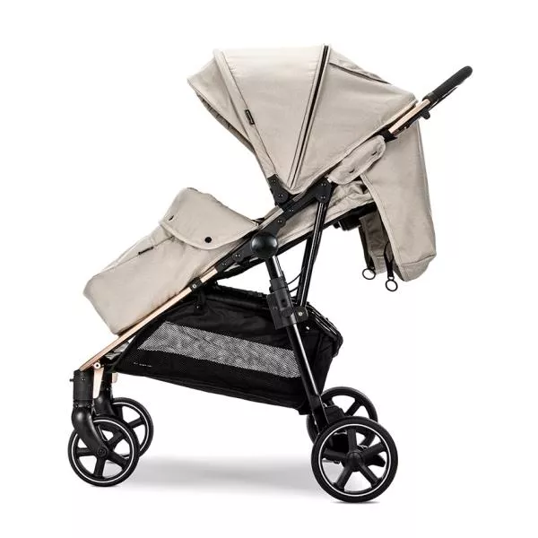 Carucior pentru gemeni, Duo, pana la 22 kg per copil, cadru din aluminiu, spatar reglabil pozitii multiple, geanta pentru mama inclusa, Beige 4