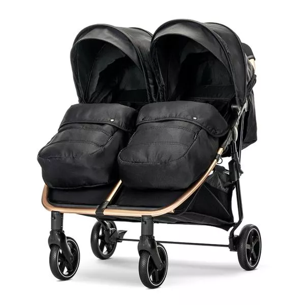 Carucior pentru gemeni, Duo, pana la 22 kg per copil, cadru din aluminiu, spatar reglabil pozitii multiple, geanta pentru mama inclusa, Black 3
